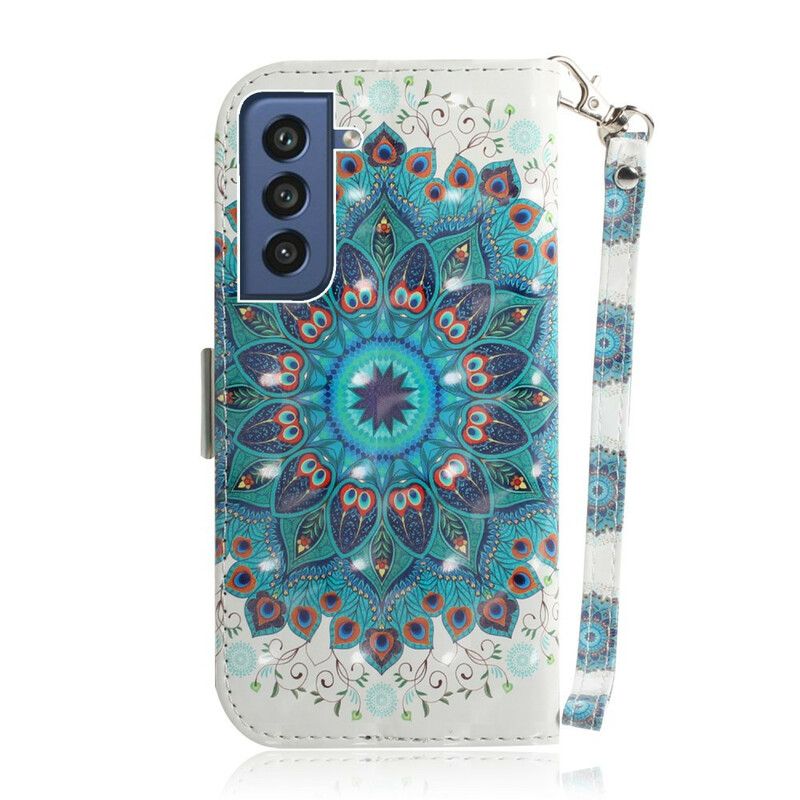 Læder Cover Samsung Galaxy S21 FE Med Snor Mestrerig Strappy Mandala