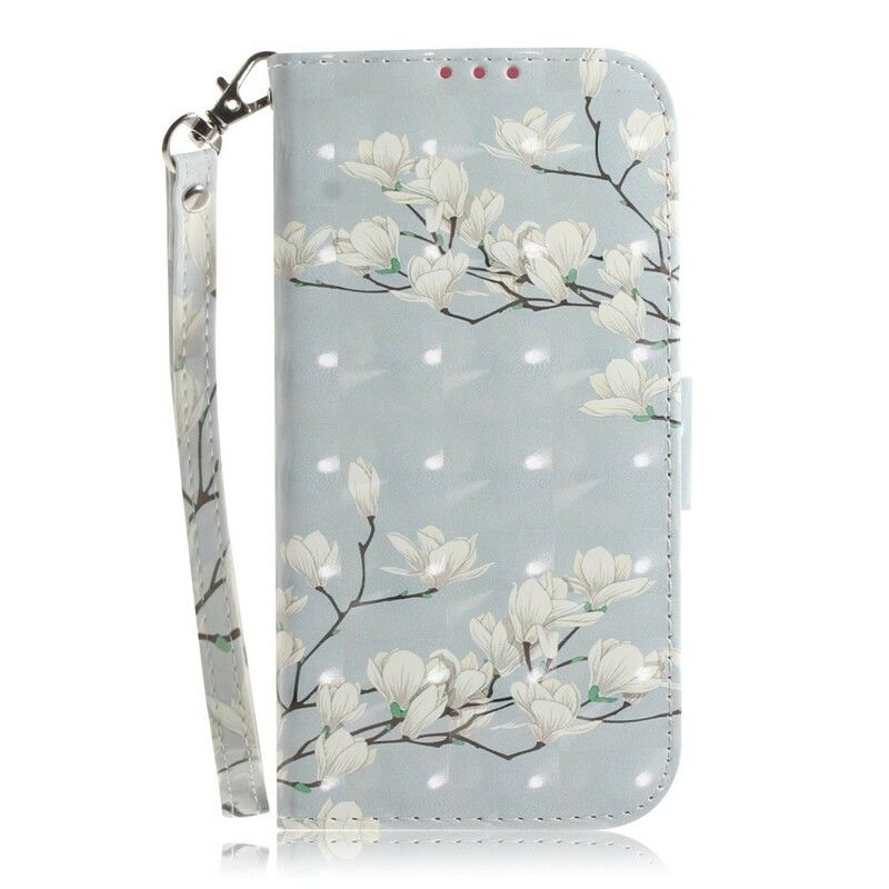 Flip Cover / Honor 8S Med Snor Thong Blomstertræ