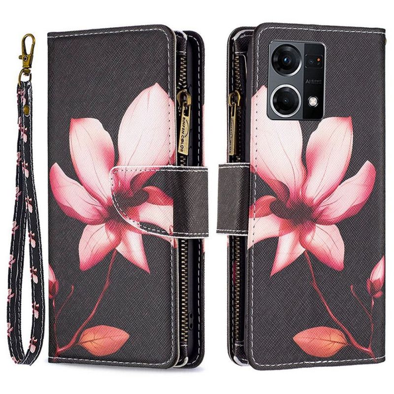 Læder Cover Oppo Reno 7 Blomsterlomme Med Lynlås
