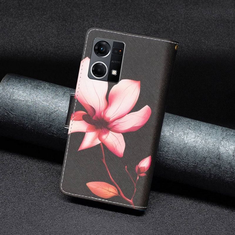 Læder Cover Oppo Reno 7 Blomsterlomme Med Lynlås
