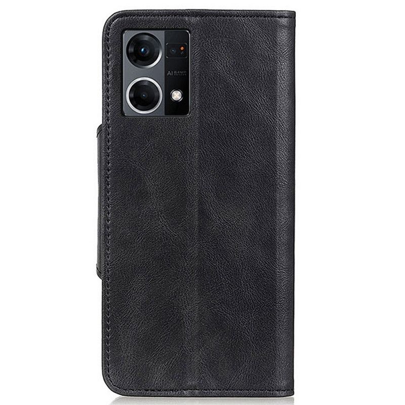 Læder Cover Oppo Reno 7 Imiteret Læderknap