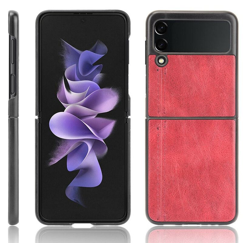 Cover Samsung Galaxy Z Flip 3 5G Flip Cover Imiteret Lædersøm