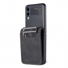 Etui Samsung Galaxy Z Flip 3 5G Flip Cover Lædereffekt Kortholder Og Rem Azns