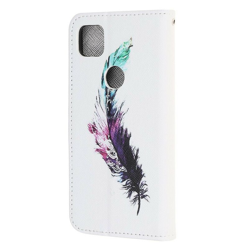 Flip Cover Google Pixel 4a Med Snor Thong Fjer