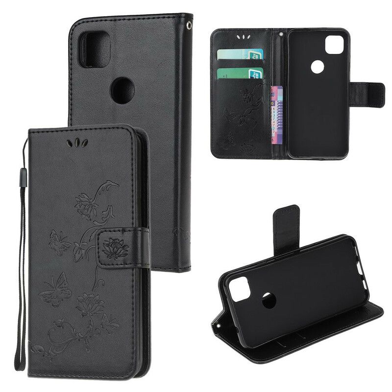 Flip Cover Google Pixel 4a Sommerfugle Og Blomster