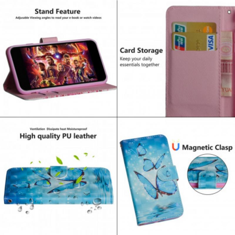 Flip Cover Xiaomi Redmi 6A Flyvende Blå Sommerfugle