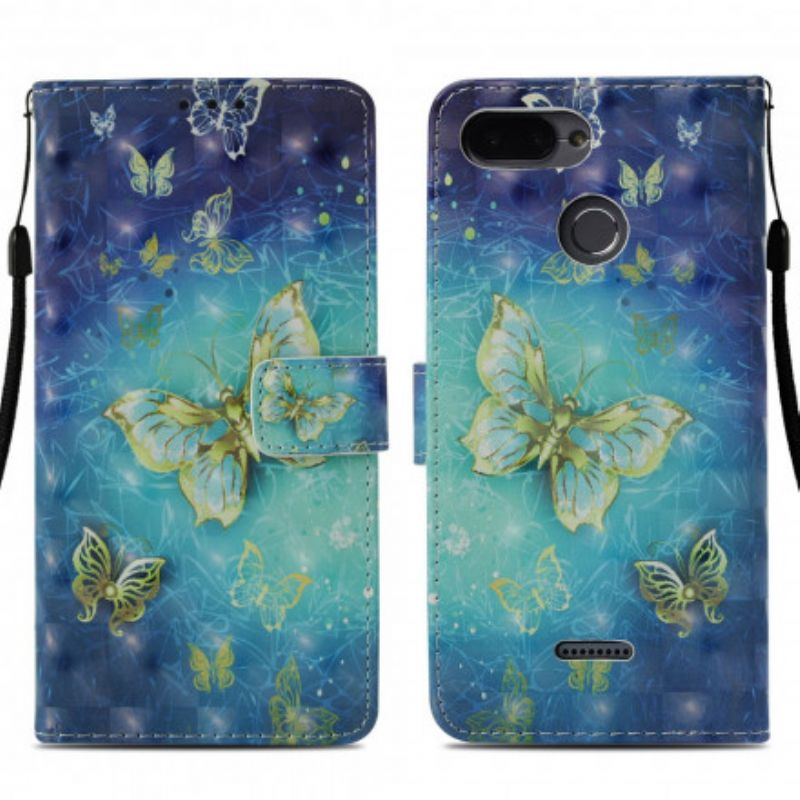 Flip Cover Xiaomi Redmi 6A Gyldne Sommerfugle