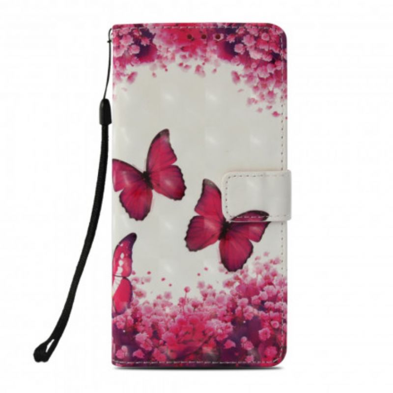 Flip Cover Xiaomi Redmi 6A Røde Sommerfugle