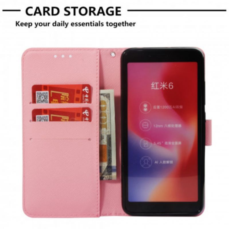 Flip Cover Xiaomi Redmi 6A Røde Sommerfugle