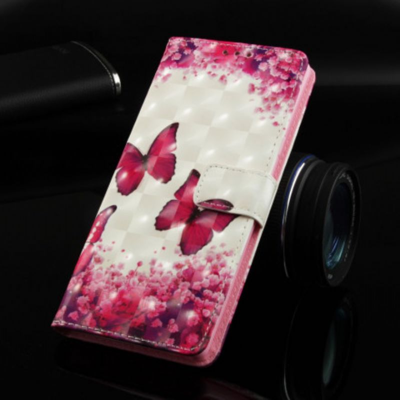 Flip Cover Xiaomi Redmi 6A Røde Sommerfugle