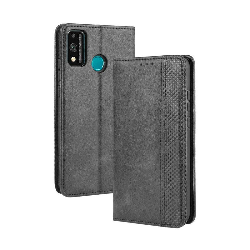 Cover Honor 9X Lite Flip Cover Vintage Stiliseret Lædereffekt