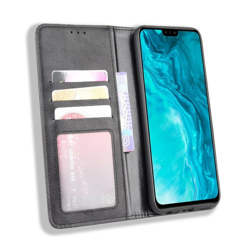 Cover Honor 9X Lite Flip Cover Vintage Stiliseret Lædereffekt