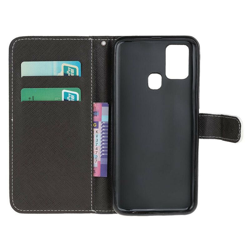 Flip Cover Honor 9X Lite Med Snor Thong Black Cat Eyes
