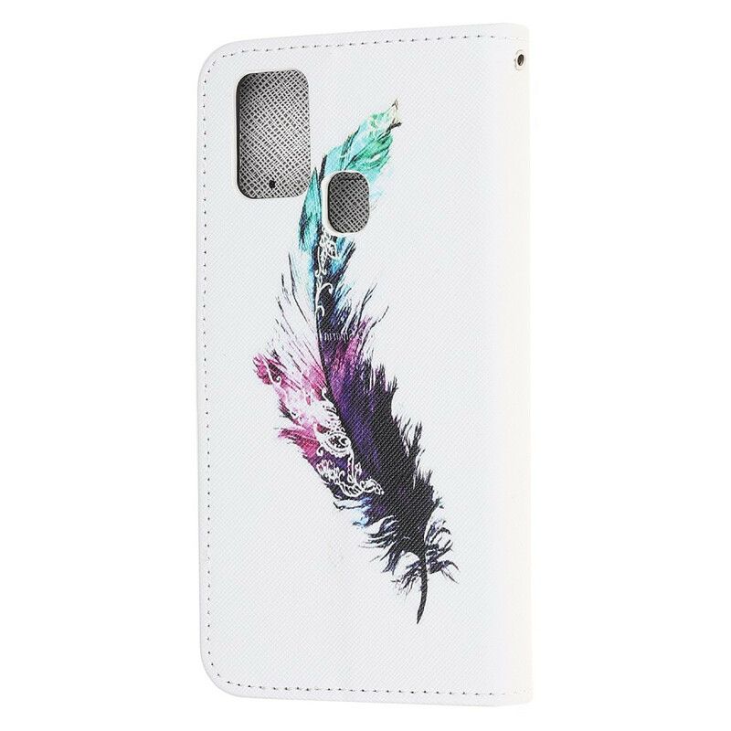 Flip Cover Honor 9X Lite Med Snor Thong Fjer