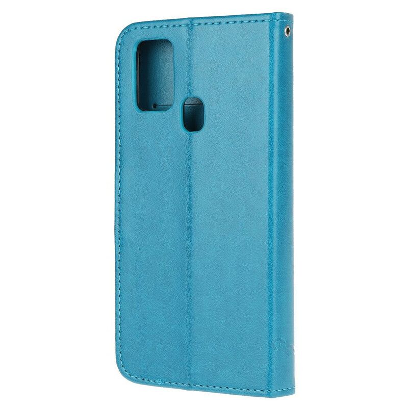Flip Cover Honor 9X Lite Med Snor Thong Sommerfugle Og Blomster