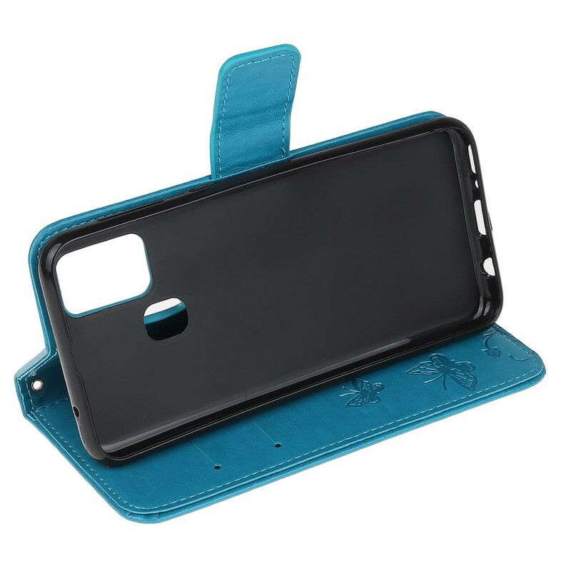 Flip Cover Honor 9X Lite Med Snor Thong Sommerfugle Og Blomster