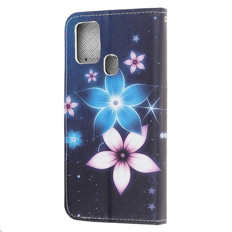 Læder Cover Honor 9X Lite Med Snor Lunar Strap Blomster