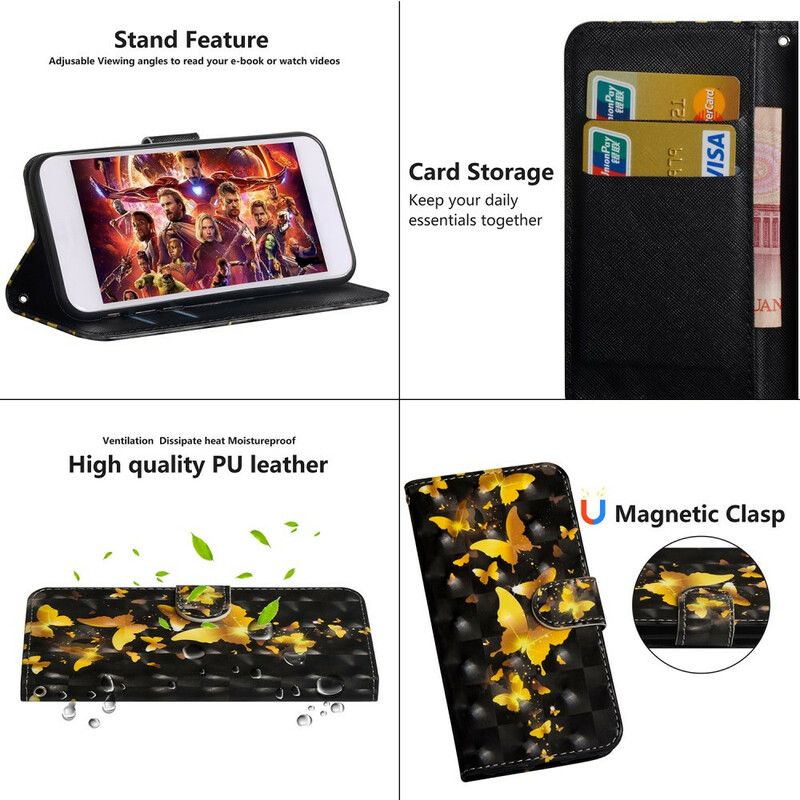 Flip Cover Xiaomi Mi 10 / 10 Pro Gule Sommerfugle