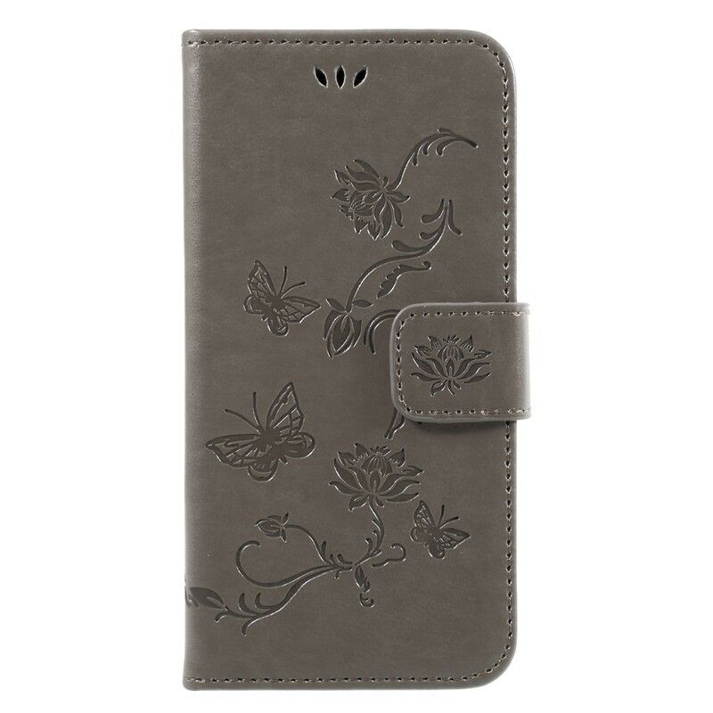 Læder Cover Samsung Galaxy J3 2017 Asiatiske Sommerfugle Og Blomster