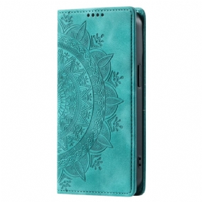 Flip Cover Samsung Galaxy S24 5g Diskret Mandala Med Rem