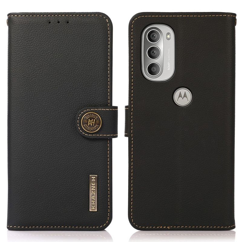 Læder Cover Moto G51 5G Ægte Læder Khazneh Rfid