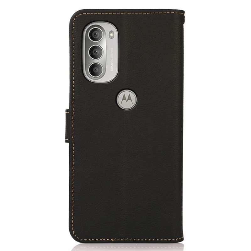 Læder Cover Moto G51 5G Ægte Læder Khazneh Rfid