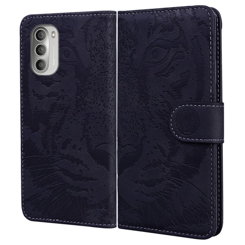 Læder Cover Moto G51 5G Tiger Ansigtstryk