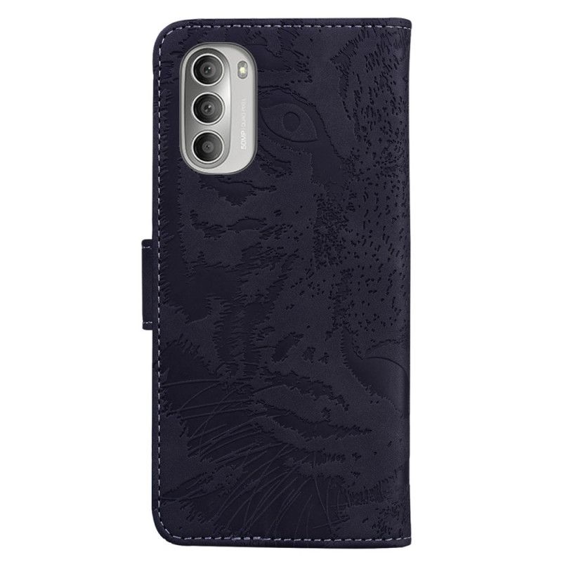 Læder Cover Moto G51 5G Tiger Ansigtstryk