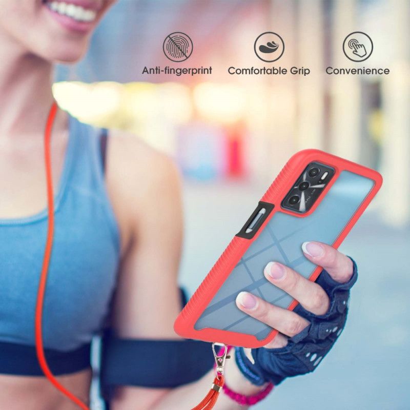 Cover Oppo A16 / A16s Hybrid Med Snøre Og Farvet Trim
