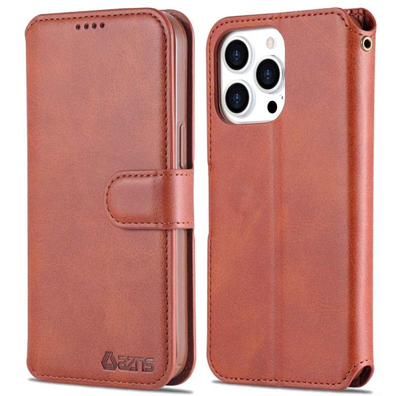 Læder Cover iPhone 14 Pro Max Azns Kunstlæder