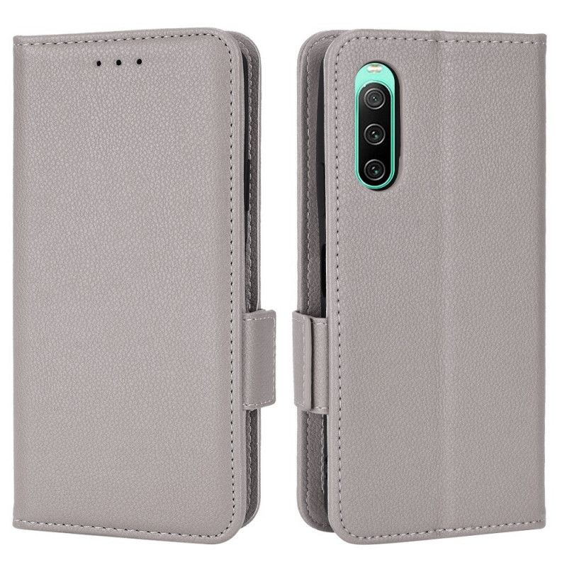 Læder Cover Sony Xperia 10 IV Finhed Dobbeltlås