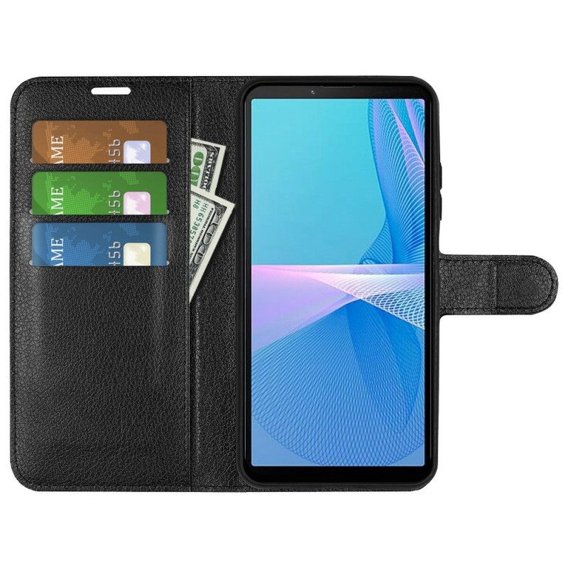 Læder Cover Sony Xperia 10 IV Klassisk Litchi Imiteret Læder