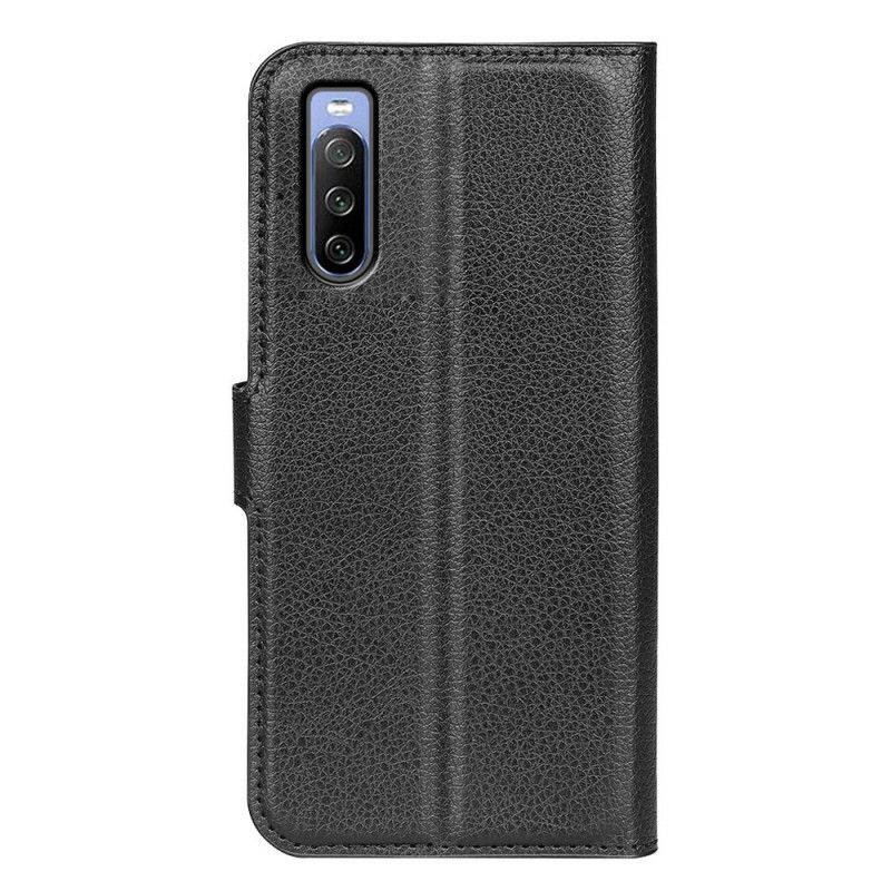 Læder Cover Sony Xperia 10 IV Klassisk Litchi Imiteret Læder