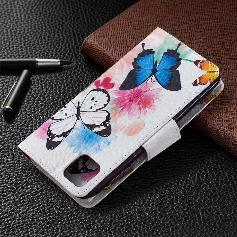 Flip Cover Realme C11 Sommerfugle Med Lynlåslomme