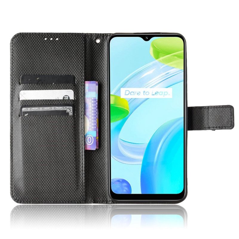 Flip Cover Realme C30 Med Snor Strop Diamond Texture
