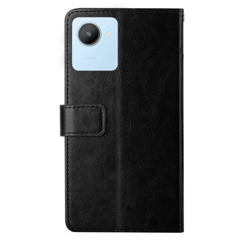 Læder Cover Realme C30 Med Snor Thong Y Lines