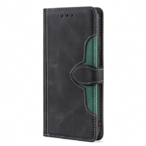 Flip Cover Xiaomi Redmi 10C Stilfuldt Tofarvet Imiteret Læder
