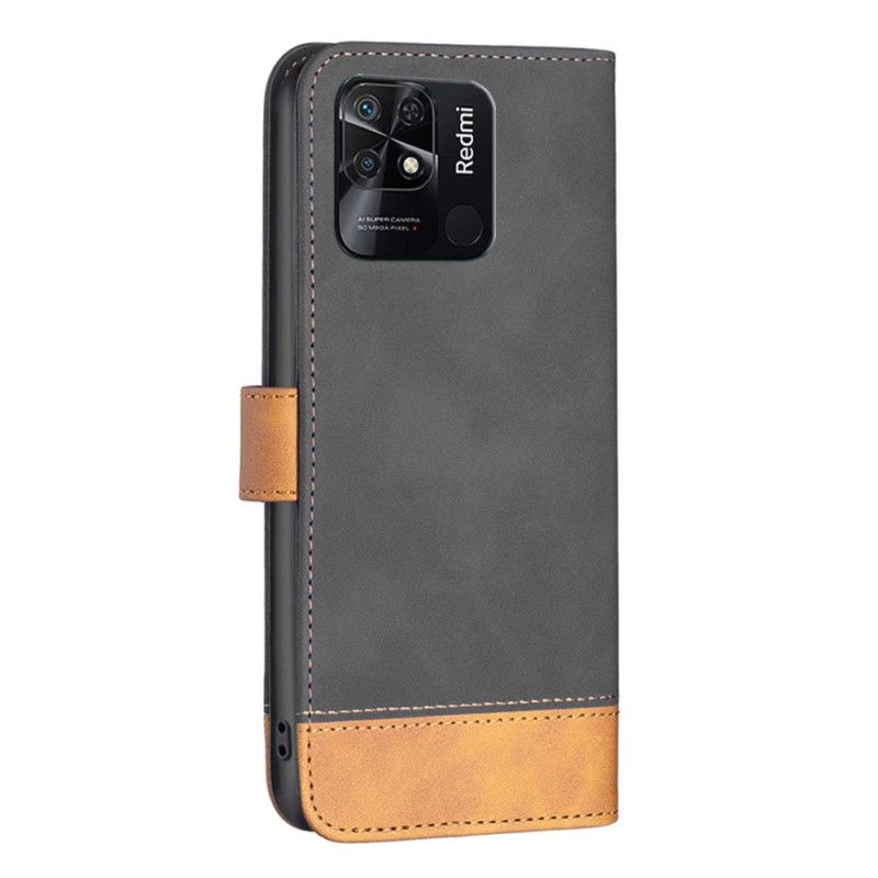 Flip Cover Xiaomi Redmi 10C Tofarvet Imiteret Læder Binfen Farve