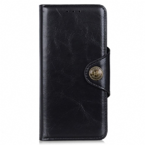 Læder Cover Xiaomi Redmi 10C Imiteret Patentlæder Khazneh Knap
