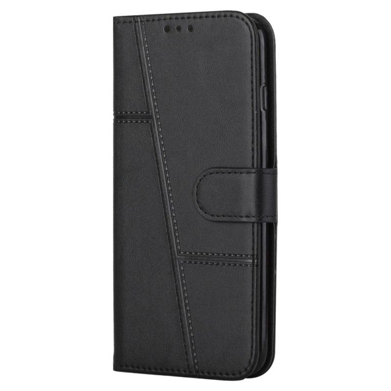 Læder Cover Xiaomi Redmi 10C Med Snor Geometrisk Strappy Læderstil