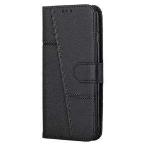 Læder Cover Xiaomi Redmi 10C Med Snor Geometrisk Strappy Læderstil