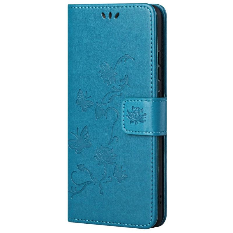 Læder Cover Xiaomi Redmi 10C Med Snor Thong Blomster