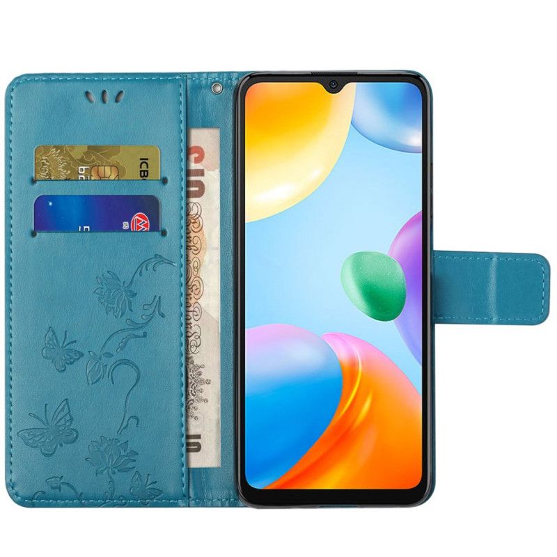 Læder Cover Xiaomi Redmi 10C Med Snor Thong Blomster
