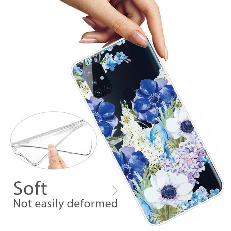Cover OnePlus Nord N10 Akvarel Blå Blomster Sømløs