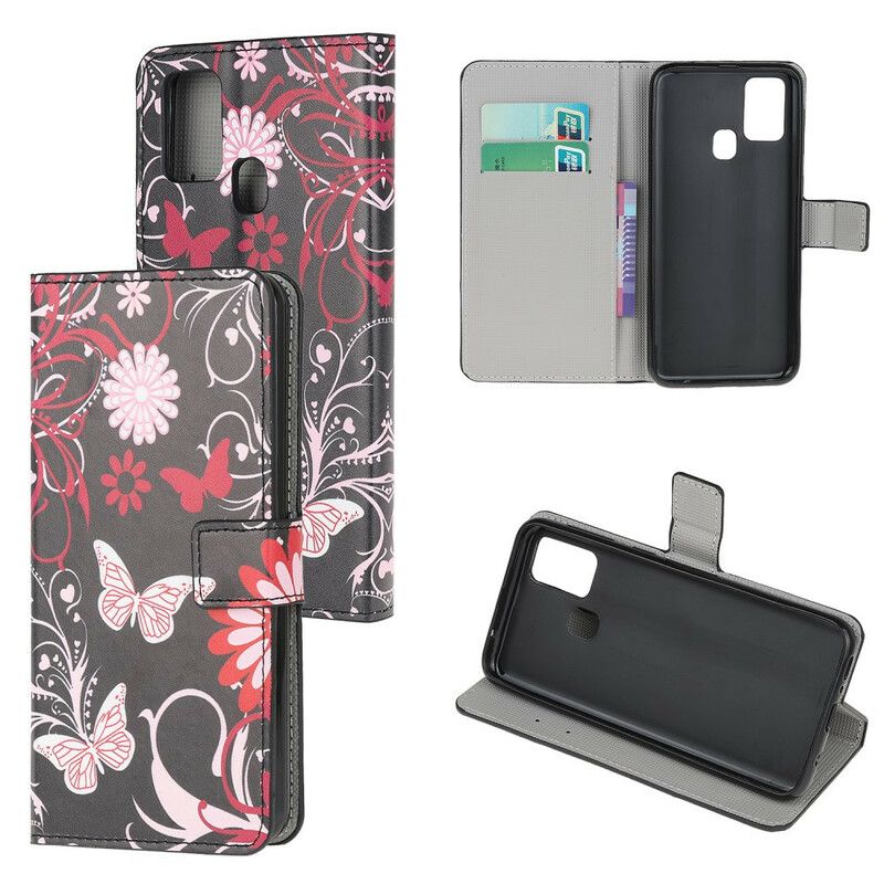 Flip Cover OnePlus Nord N10 Sommerfugle Og Blomster