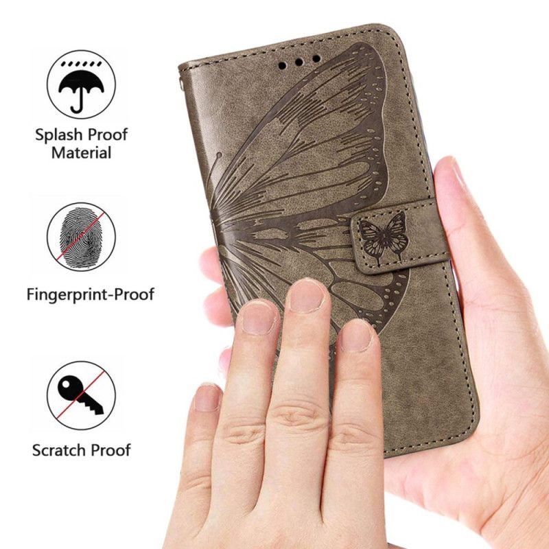 Flip Cover Oppo Reno 8 Pro Med Snor Barok Strop Sommerfugl