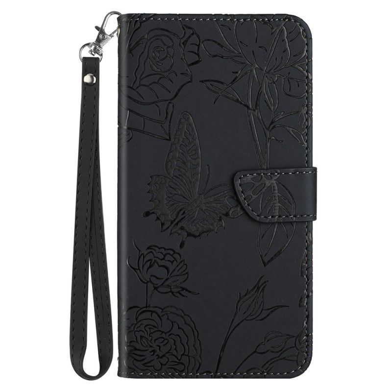 Flip Cover Oppo Reno 8 Pro Sommerfugle Med Snor