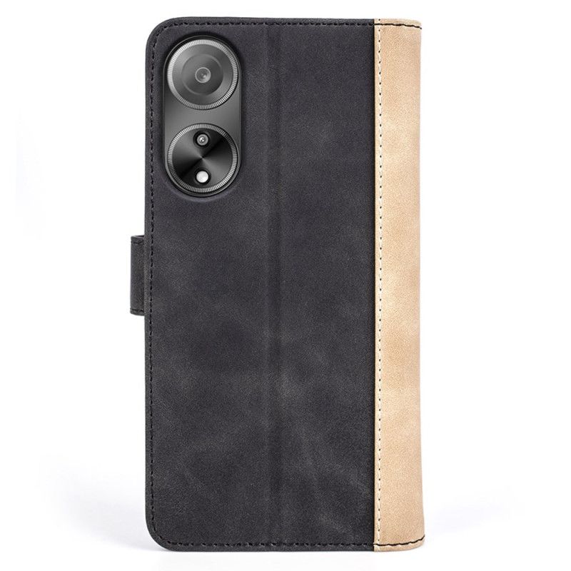 Læder Cover Oppo A98 5g Telefon Etui Tofarvet Design