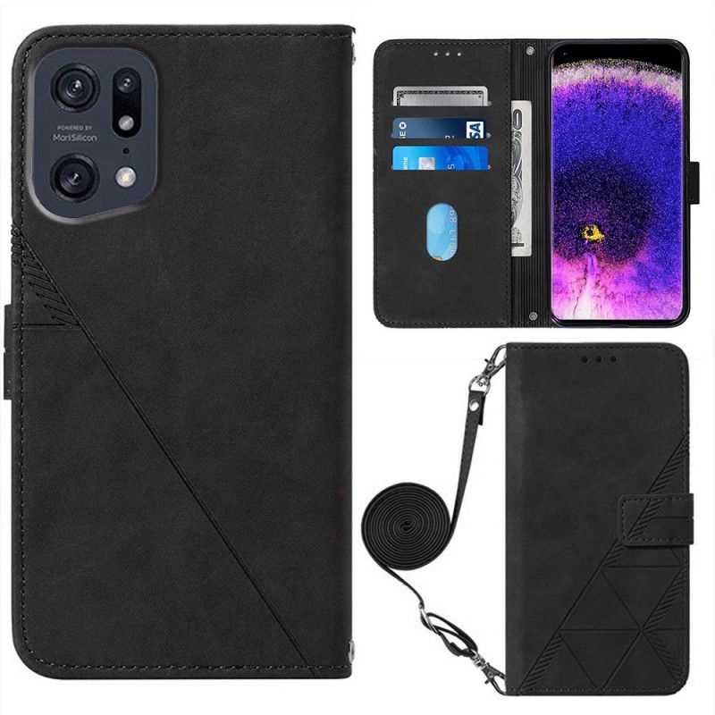 Flip Cover Oppo Find X5 Pro Trekanter Med Skulderrem