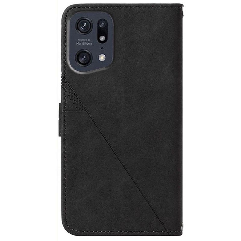 Flip Cover Oppo Find X5 Pro Trekanter Med Skulderrem